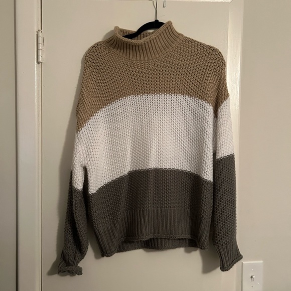 Chunky turtleneck/ striped sweater - Picture 1 of 3